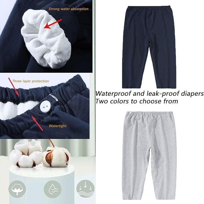 TPU Incontinence Care Trousers, Washable Elastic Adjustable Patient Diaper Pants, Ideal for Bedridden Patients, Elderly, Mobility Impaired, Women on Periods (1 Count, Gray, M)
