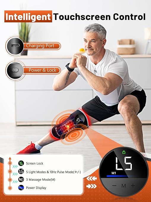 Red Light Therapy for Knee with Vibration Massage, Extension Band, Wireless Rechargeable Controller,Near Infrared Light Therapy Heated Device for Knee/Elbow/Shoulder Pain Relief
