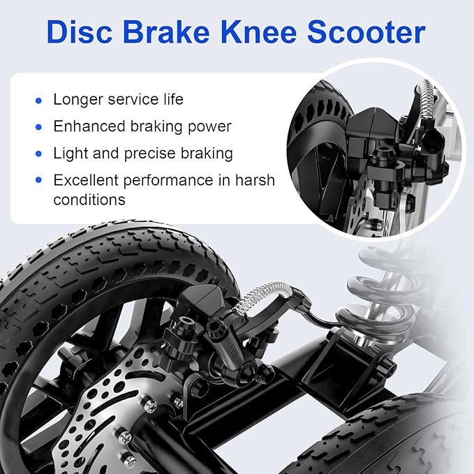 All Terrain Foldable Knee Scooter Walker - Economical Knee Walker for Foot Injuries, Compact Crutches Alternative - Black