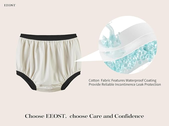 Adult Diaper Cover for Incontinence Noiseless Leak-Protection Underwear Plastic Pants Over Diapers Waterproof Rubber Pants (Black, S)