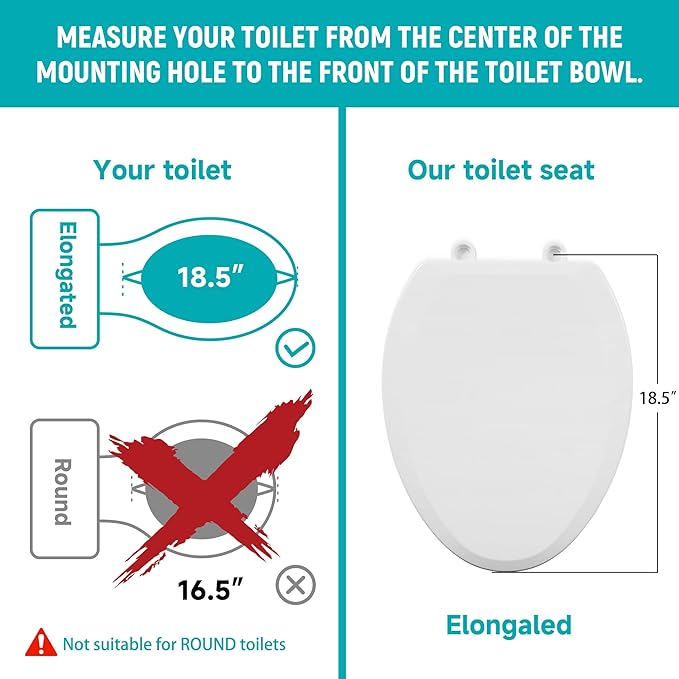 Raised Toilet Seat Riser Elongated, 3 Inches Elevated for Seniors | White, Elevated Toilet Seat, Slow Close, Non-slip, 770lbs Heavy Duty, Fit for Elongated Toilet Bowl