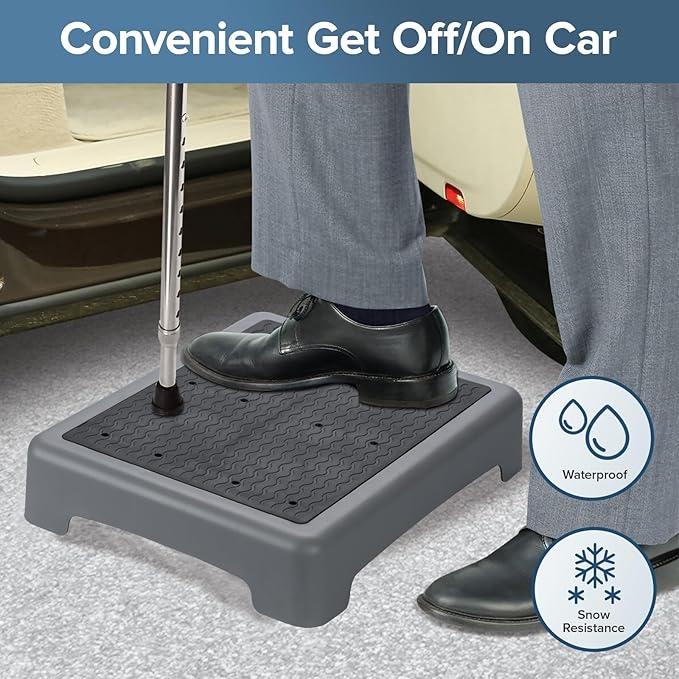 Mobility Step Stool for Adults & Seniors,Indoor/Outdoor Portable Stair Assist,Anti-Slip Bathroom Step Platform for Kitchen,Office, Door,Bedside,Stairs,Car for Elderly,Grey-Black