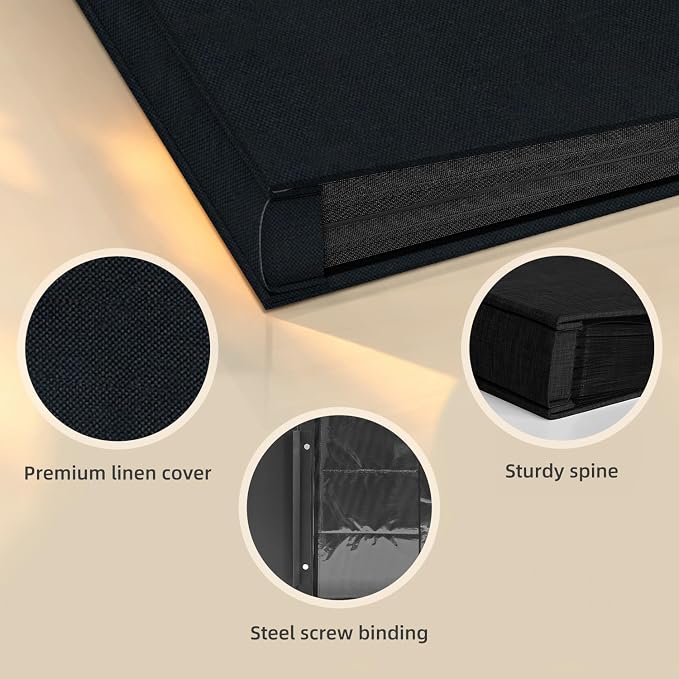 Popotop Photo Album 4x6 600 Pockets for Wedding Gifts,Linen Hardcover Picture Albums for Family Anniversary Baby Vacation Pictures