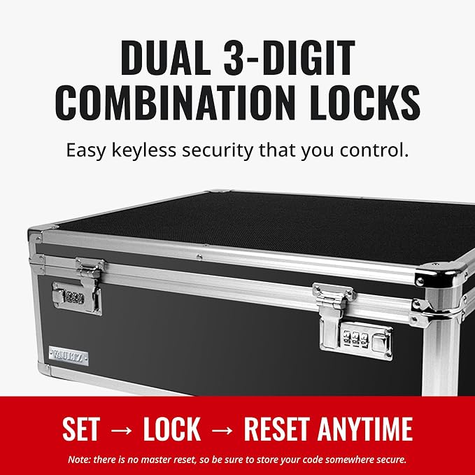 Vaultz Locking Storage Chest with Dual Combination Lock-Small Lock Box for Laptops, Tablets & Valuables, Lockable Storage Box with Code, Keyless Lockbox for Dorm, Home & Travel 18.11" x 12.99" x 6.18"