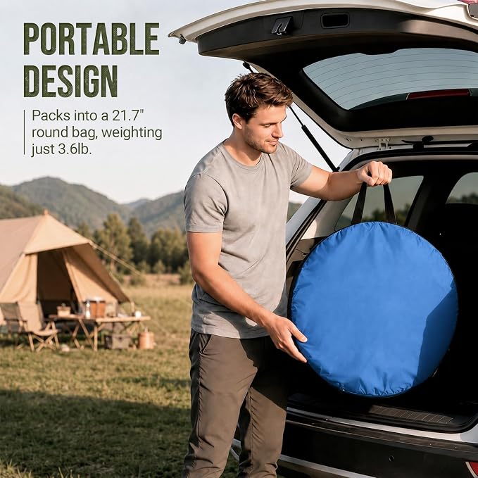 WolfWise Pop Up Shower Tent for Camping Essentials, Compact & Lightweight | Portable Instant Changing Tent with Window & Carry Bag, Privacy Dressing Room Bathroom for Outdoor, 6'3"/6'11" H