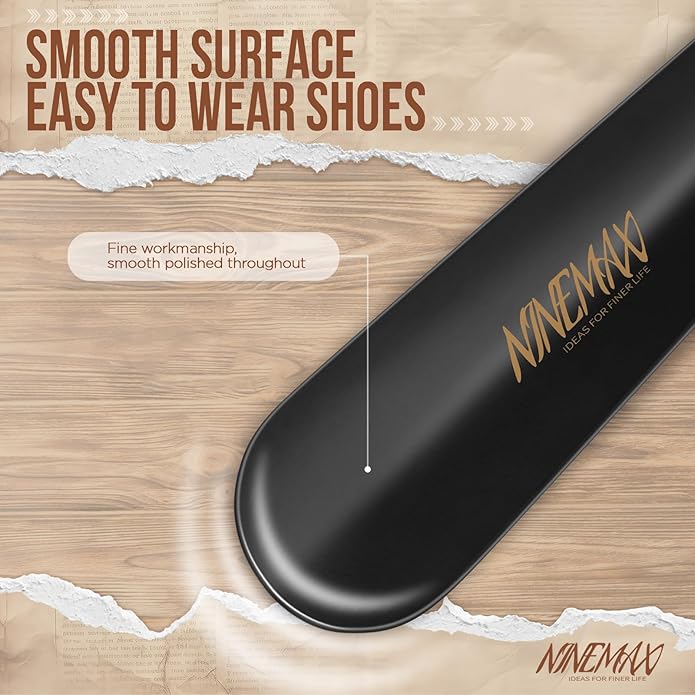 NINEMAX Shoe Horn Long Handle Metal 16.5" for Boot, Long Shoe Horns for Seniors for Men, Women