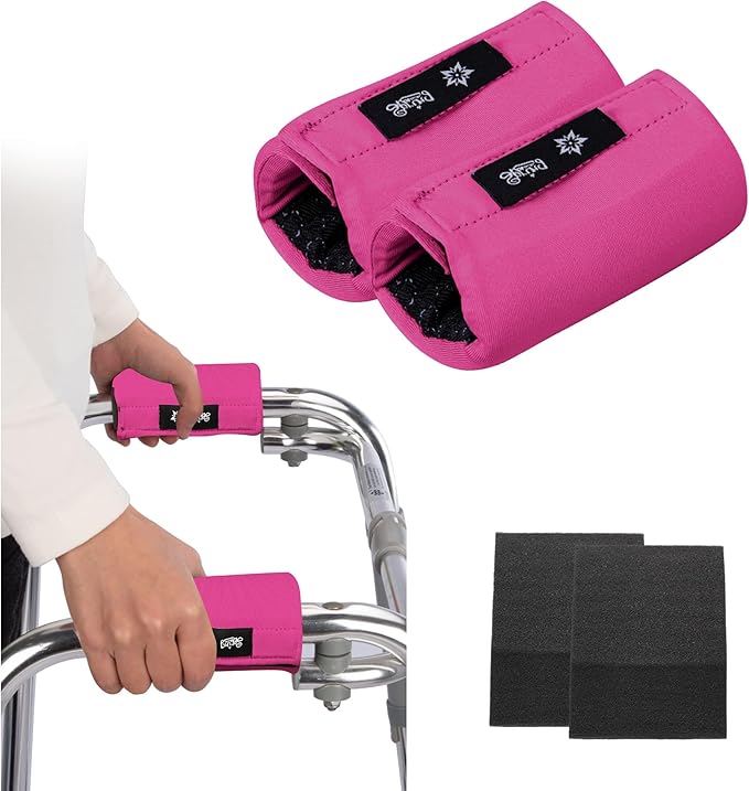 Universal Walker Hand Grip Padded Covers Non-Slip Cushion Foam for Folding Wheelchair Rollator Crutch Handle Pads 2-Pack Red