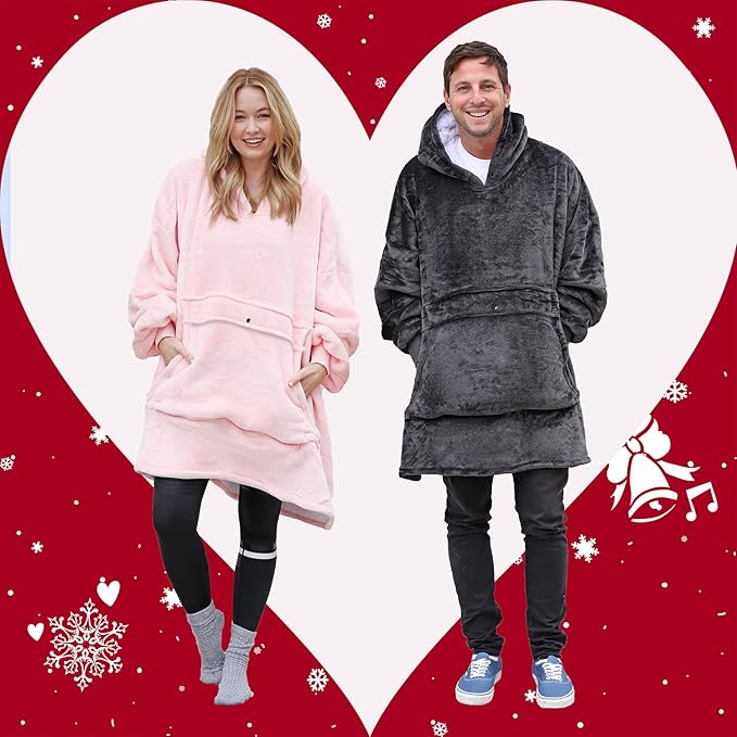 Catalonia Oversized Blanket Hoodie Sweatshirt, Wearable Sherpa Lounging Pullover for Adults Women Men