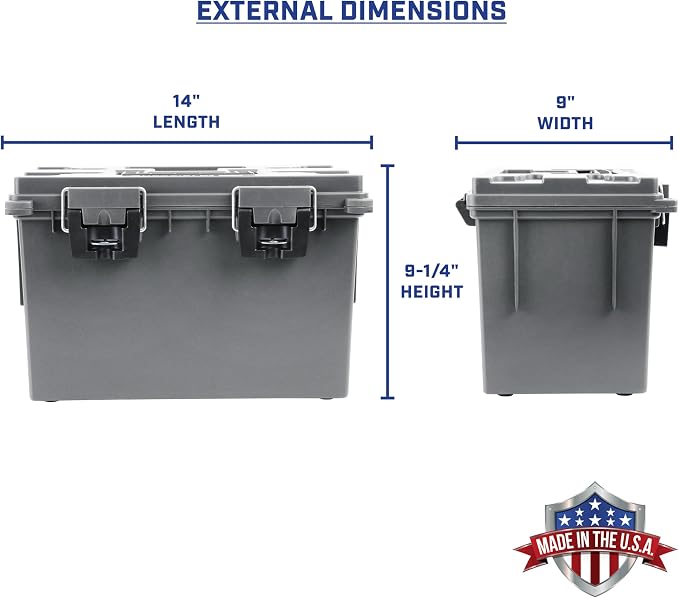 Sheffield XL Ammo Box Made in USA, Stackable Lockable Ammo Storage Box | 2 Pack Lockable Storage Box, Water and Dust Resistant Dry Box, Secures Hunting Gear, Gun Accessories, Supplies, and Bullets
