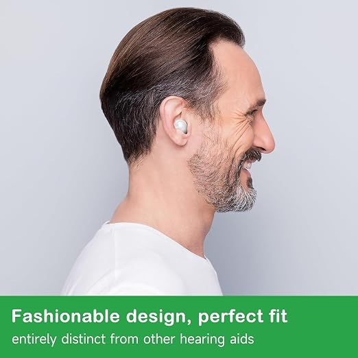 Rechargeable Hearing Aids for Seniors - Noise Cancelling OTC hearing aids with Charging Case, APP smart control, Comfortable Fit for Mild,Moderate and severe Hearing Loss (White)