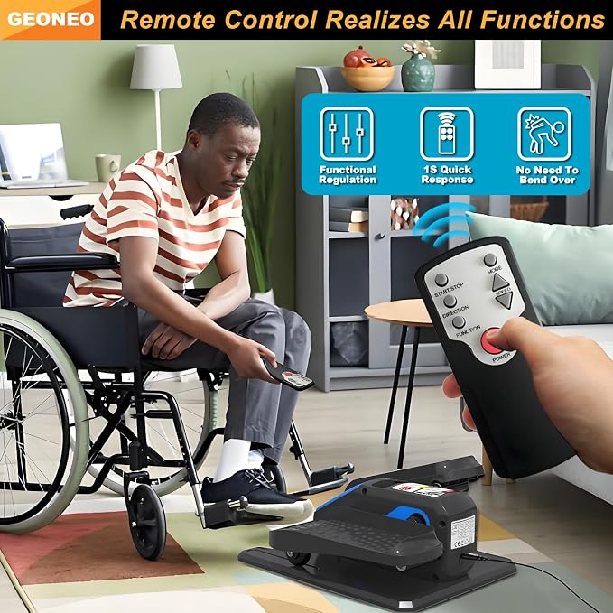 Under Desk Elliptical Machine, Electric Elliptical Leg Exerciser for Senior, Quiet and Compact Electric Seated Pedal Exerciser for Home with Monitor, Remote Control and 12 Adjustable Speeds