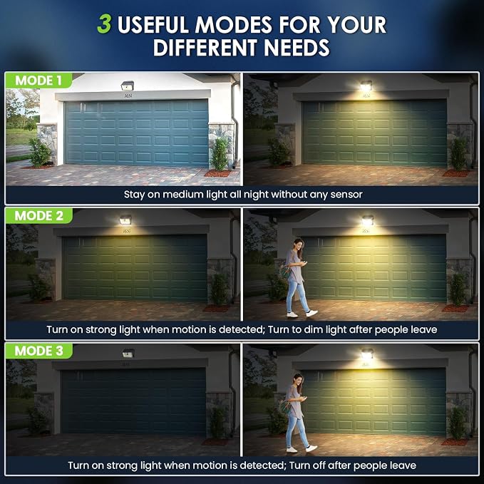CLAONER Solar Lights Outdoor [𝟒 𝐏𝐚𝐜𝐤/126 LED], Wireless Motion Sensor Lights, IP65 Waterproof Security Lights 3 Modes, 270° Lighting Angle, Ultra-Bright Wall Lights for Deck Patio Fence Garage