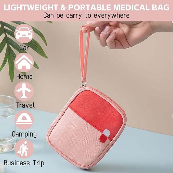 Travel Medicine Bag, Medical Bag Empty, for Home, Travel, Camping, Car, Hiking & Outdoor Emergencies, Medicine Travel Bag Kit
