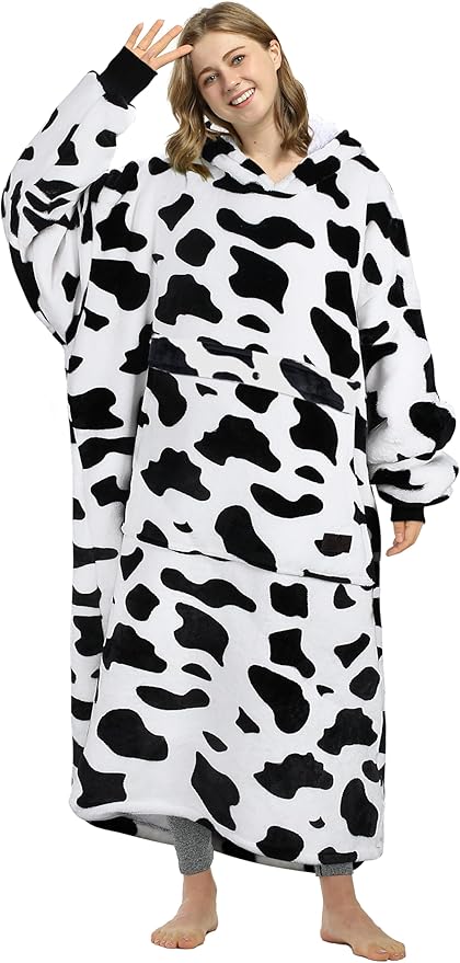 Catalonia Oversized Blanket Hoodie Sweatshirt, Wearable Sherpa Lounging Pullover for Adults Women Men