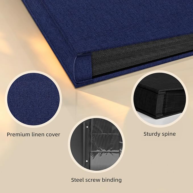 Popotop Photo Album 4x6 1000 Pockets for Wedding Gifts,Linen Hardcover Picture Albums for Family Anniversary Baby Vacation Pictures