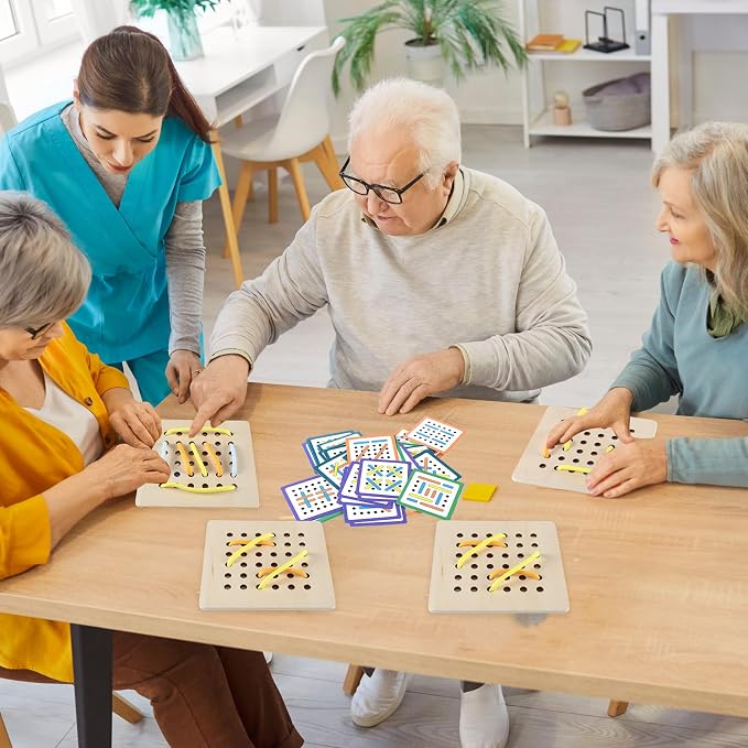 48pcs Dementia Activities for Seniors Threads Lacing Board Alzheimer's Memory Games and Jigsaw Puzzle Set for Caregivers Enhances Memory, Coordination, Focus