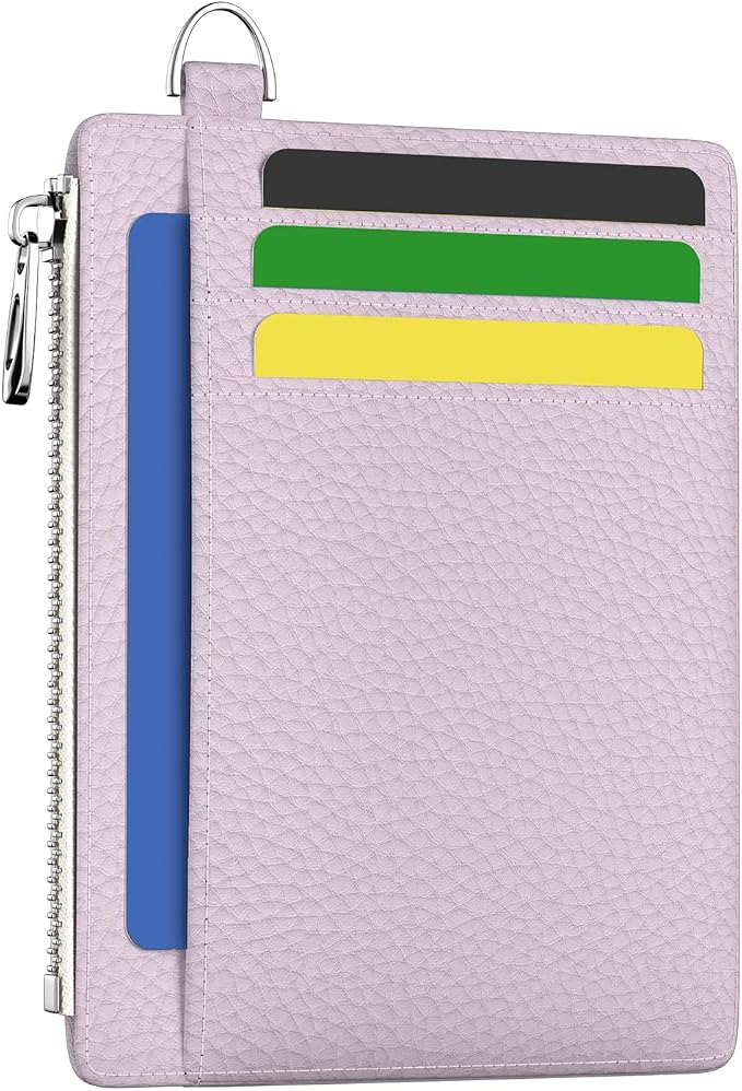 Hancynir Minimalist Slim Wallet Women Credit Card Holder, RFID Small Cute | Zipper Pocket Wallet, Thin Travel Coin Purse, Ladies Women Gifts, Key Chain Card Case, 6 Card Slots, ID Window, PU Leather