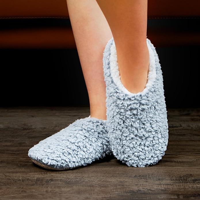 cosyone1997 2-Pair Thick Warm Fuzzy Slippers for Women Indoor Fluffy Sherpa Lined, Winter House Shoe Socks Non-Slip Soft Soles, Cozy Christmas Gifts