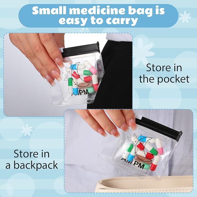 Sherr 70 Pcs Pill Pouch Bag,Slide Lock Medicine Bag for Travel,Vivid Style