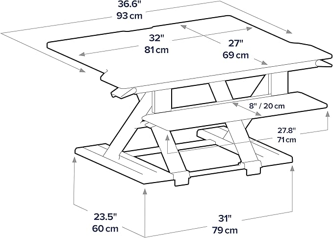 Ergotron – WorkFit-TX Standing Desk Converter, Dual Monitor Sit Stand Ergonomic Desk Riser for Tabletops – 32 Inch Width, Black