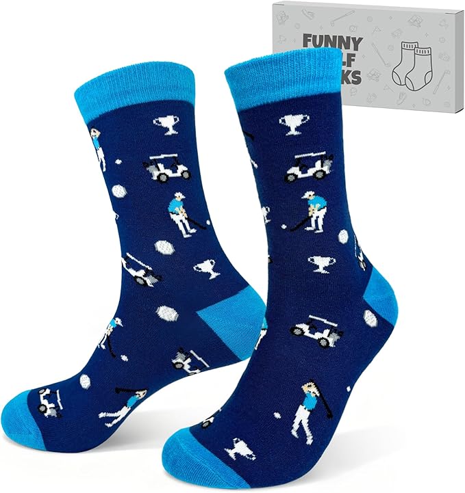 Golf Socks for Men Women,Funny Golf Gift for Dad,Him,Friends & Coworkers | Novelty Golf Accessories, Birthday White Elephant Gag Gifts for Golfer
