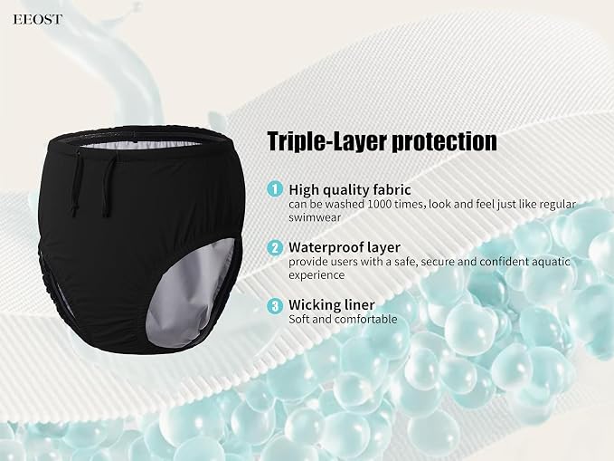 Adult Reusable Swim Diapers Special Needs Swimwear for Incontinence | Adult reusable swim diaper with waterproof leakproof cover for incontinence and pool use