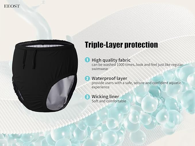 Adult Reusable Swim Diapers Special Needs Swimwear for Incontinence | Adult reusable swim diaper with waterproof leakproof cover for incontinence and pool use