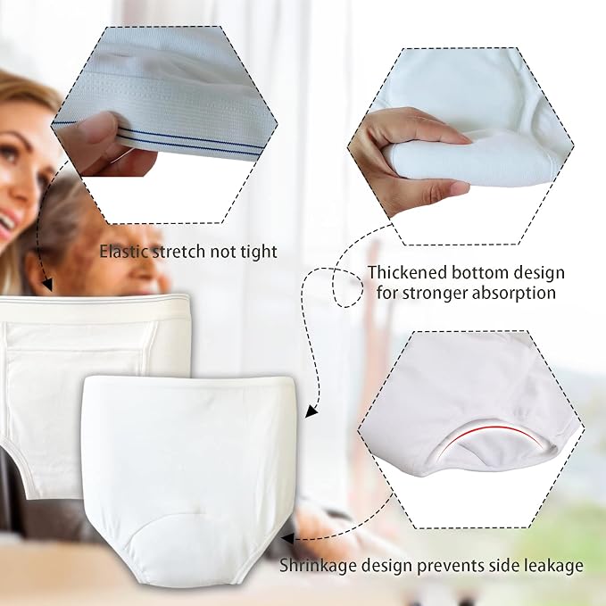 Pull On Style Adult Cloth Diaper for Men, Reusable Nappy Washable Elderly Incontinence Care Protection Nappies Underwear for Women, Repeatedly Washing Leak-Proof Safety Pants (31-43 inch Waist)