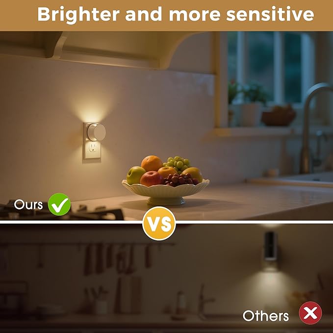 L LOHAS LED Night Lights Plug into Wall,White Night Light Dusk to Dawn Sensor,Brightness Adjustable,3000K Warm White Nightlight for Adults Hallway Bathroom Bedroom