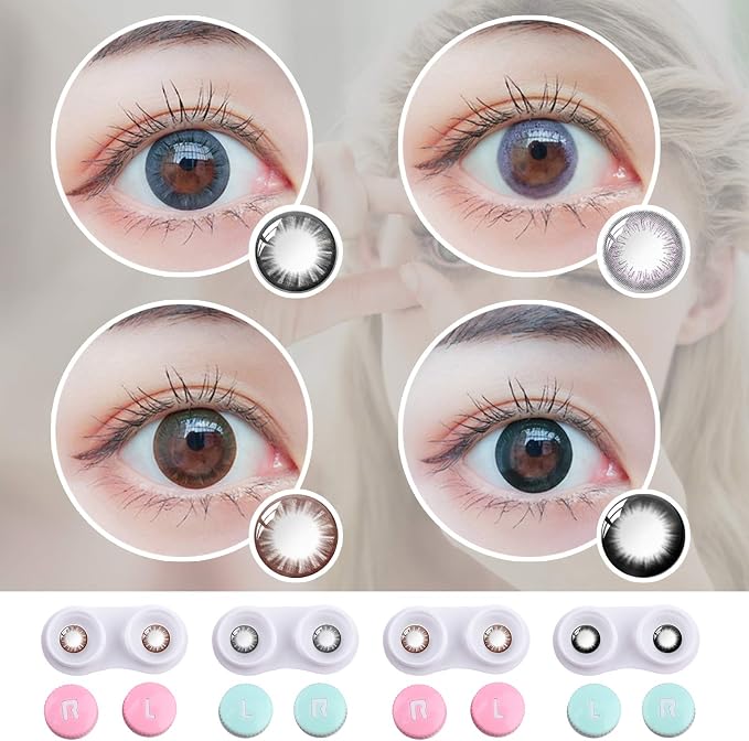 cauyuan Cute Contact Lens Case Portable Travel Box | with Mirror Tweezers Remover Tool Solution Bottle for Office and Outdoor