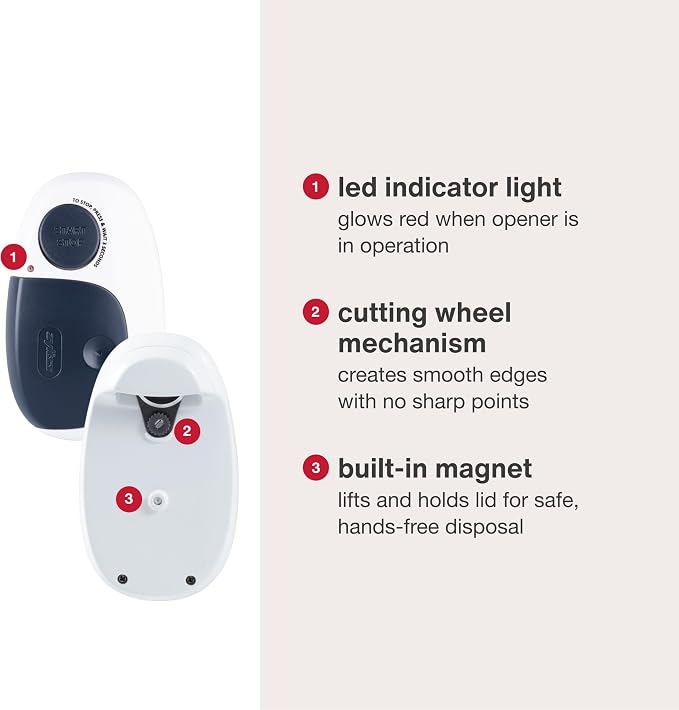 Zyliss EasiCan Electric Can Opener – One-Touch Automatic Tin Opener with Magnet for Safe Lid Removal – Compact, Hands-Free Design for All Can Sizes – Battery Operated, Easy to Use and Store