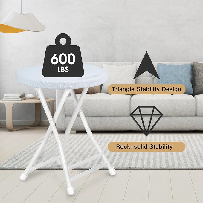Folding Stool with Handle, Folding Chair,Folding Bar Stool with Non-Slip Feet,Indoor and Outdoor Foldable Stool for Adults(13"×11.5"×18")