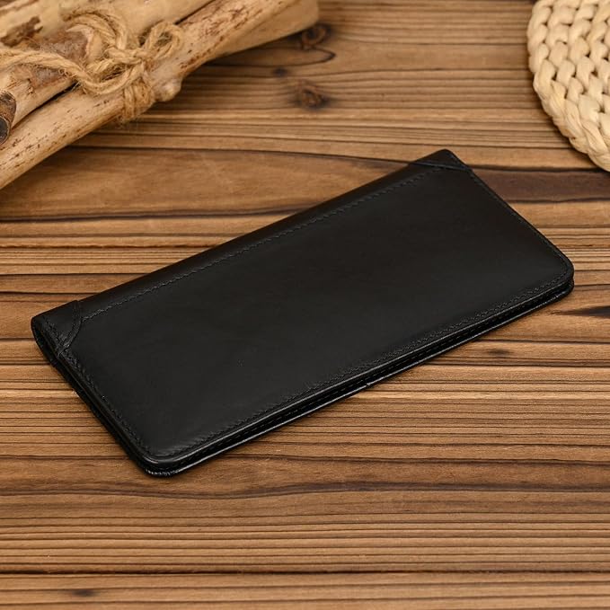 Genuine Leather Long Wallet for Men, Large Capacity Purse Clutch Bag Handbag Checkbook Cash Credit Cards Phone Holder | Large Capacity