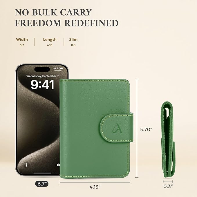 ALLIVE Rfid Passport Holder for Travel Women, Rfid Passport Cover Wallet, Genuine Leather Passport Holder for Travel with AirTag Hidden, Airport Essentials, Travel Gifts (Avocado Green)