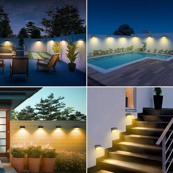 10 Pack Solar Lights Outdoor Motion Sensor with 3 Lighting Modes | Warm White, Black, Waterproof, LED, Solar Powered, Security, Outside, Wall, Garden, Fence, Yard, Deck, Patio, Garage