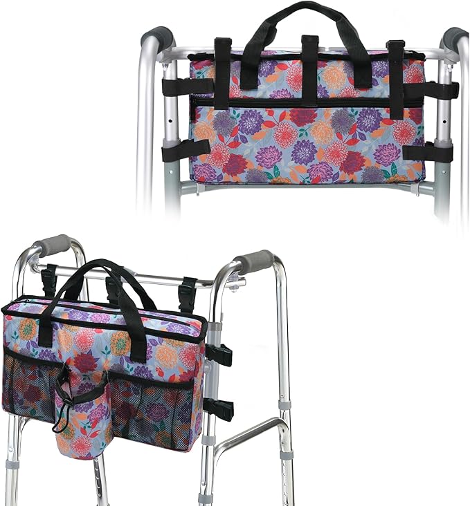 Walker Bag Seniors Accessories with Cup Holder Pocket for Folding Tote Pouches Storage Carry Things Basket
