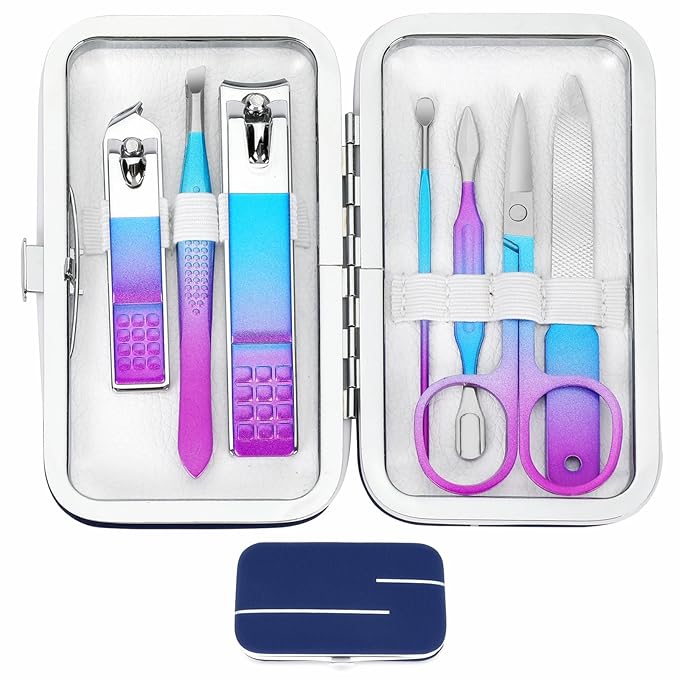 Manicure Set Nail Clipper Set Women Men Travel Manicure Kit Nail Clipper Kit Personal Care Tools with Case Manicure Pedicure Tools Grooming Kit Valentine's Day Gifts for Women Men Teens Family Friends