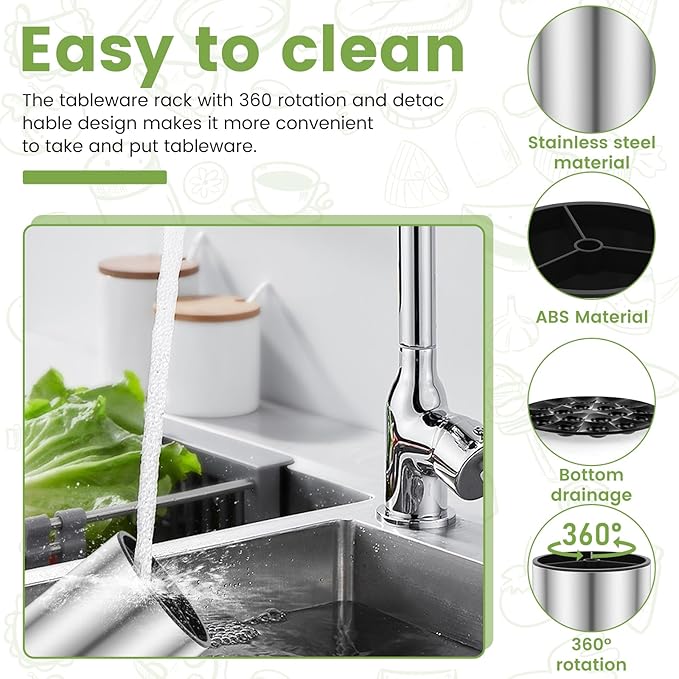 Kitchen Utensil Holder for Kitchen Counter,360° Rotating Stainless Steel Utensils Holder,Large Cooking Utensils Holder with Removable Base,3 Compartments Cutlery Holder