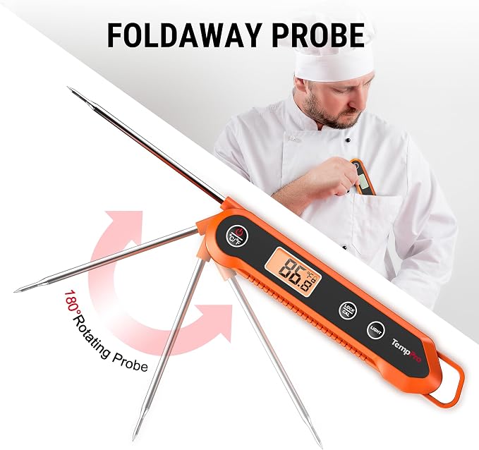 TempPro TempSwift 1 Sec Meat Thermometer Digital for Kitchen Cooking Food | 3.9 inches Long Probe, Calibration, Backlight, Bread Baking Sourdough Liquids Candy Making Accessories (Previously ThermoPro)