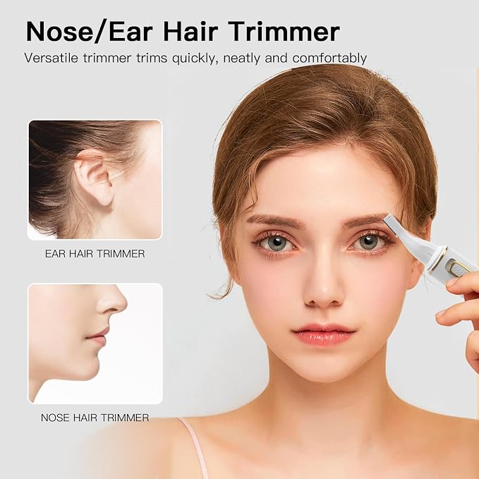 XOOMRSCP Nose Hair Trimmers for Women Men，Rechargeable Hair Trimmer 2 in 1 Painless Multifunctional Ear and Nose Hair Trimmer with IPX7 Waterproof Dual Edge Blades (White)