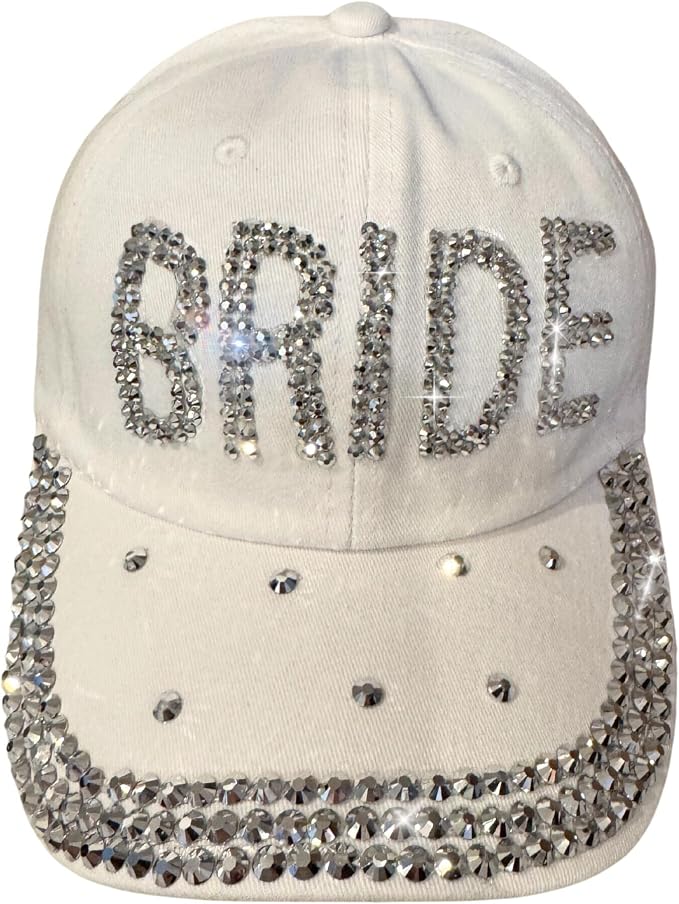 Popfizzy Bedazzled Hat for Women, Rhinestone Denim Hat, Fun Adult Bling Hats, Birthday Gifts for Women, Adjustable, One Size