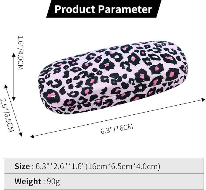 PERFECTSIGHT Hard Shell Eyeglasses Case, PU Leather Protective Glasses Case, Cute Eyeglass Case for Women Men Girls