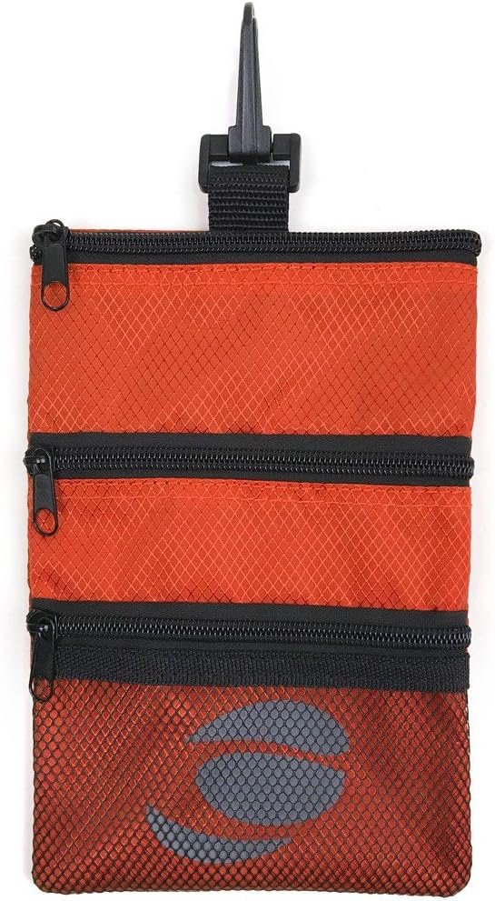 Orlimar Detachable Golf Accessory Pouch, 3 Zippered Pockets for Valuables and Golf Accessories, Clips to Your Golf Bag for Extra Storage and Easy Access.
