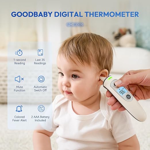 Ear and Forehead Thermometer for Adults & Kids, 1s Accurate Result | Fever Alarm, 1S Result, 3-Color Backlight LCD Display, Mute Mode, 35 Memory Recalls, Ear/Forehead/Object Mode, ℉/℃ Swichable