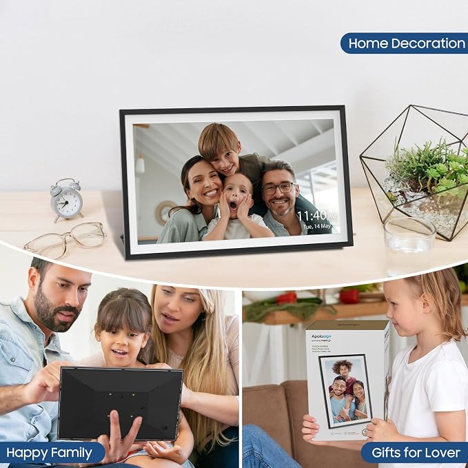 ApoloSign Digital Picture Frame Powered by Nixplay, 15.6" Large WiFi Digital Photo Frame, Easy to Share Photos/Videos via Nixplay App, 1920x1080 FHD IPS Touch Screen, Auto-Rotate, Free Cloud Storage