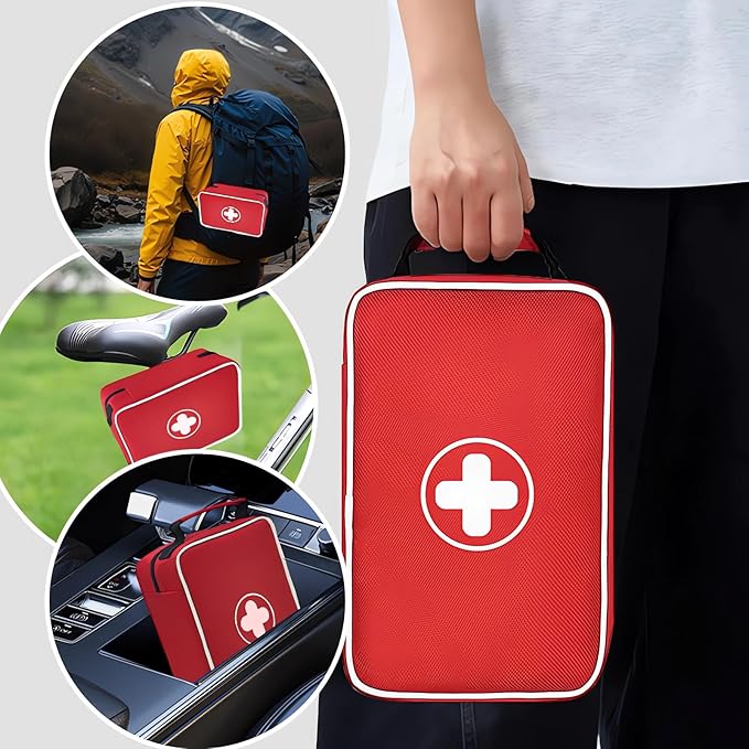 NENYX 350 Piece First Aid Kit for Car, Home, Travel, Camping, Truck, Hiking, Sports, Office, Vehicle & Premium Waterproof Compact Trauma Medical Kits (Red)