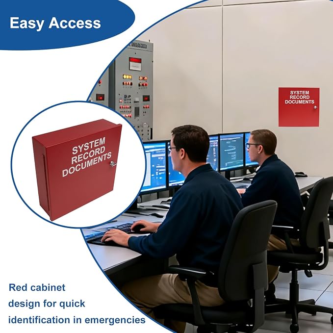 System Record Documents Enclosure, for Fire Alarm System Documentation Storage, Heavy Metal, Thumb Lock, 12” x 12” x 4”