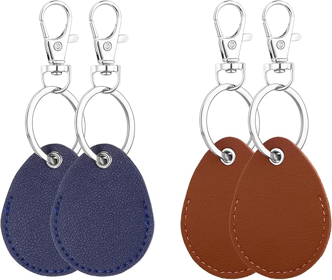Psyqtsuary Leather Key Fob Holder, 4 Pcs PU Leather Keychain Key Holder for Keychain General Keys Fob, for Keys ID Keys Cards