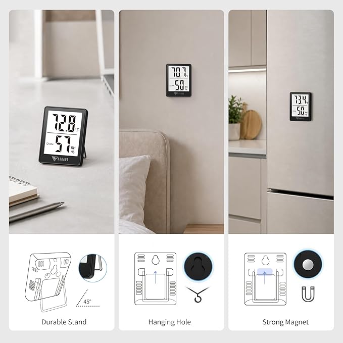 DOQAUS 2 Pack Digital Hygrometer Indoor Thermometer Humidity Meter | 5s Fast Refresh, Mini Room Thermometer with Temperature and Humidity Monitor for House, Baby Room, Greenhouse, Incubator