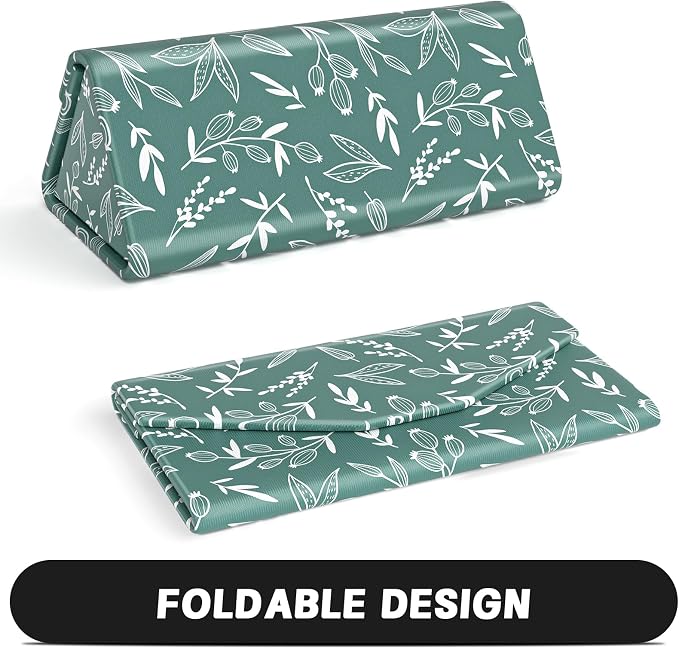Sunglasses Case, Foldable Glasses Case, Magnetic PU Leather Hard Shell Folding Eyeglass Holder Box, Collapsible Unisex